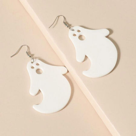 Picture of Acrylic Cute Earrings White Halloween Ghost 4cm, 1 Pair