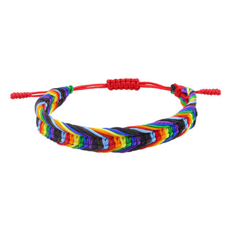 Image de Bracelet Brésilien d'Amitié Style Bohème en Polyester Multicolore Texture de Tissage Rotin Réglable 15cm-27cm long, 1 Pièce