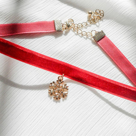 Picture of Stylish Choker Necklace Gold Plated Multicolor Christmas Snowflake Bell Enamel