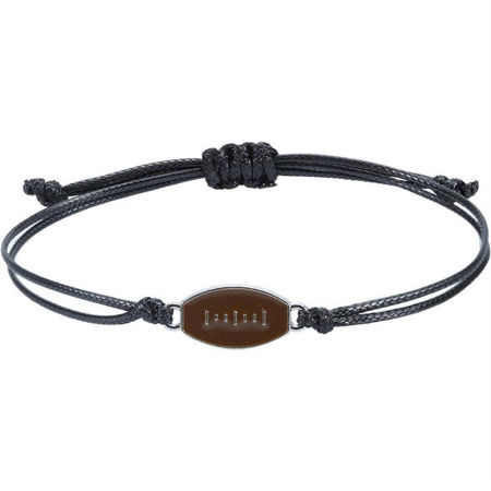 Image de Bracelet Brésilien d'Amitié Sport Noir Rugby Réglable 15cm-30cm long, 1 Pièce