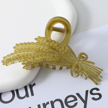 Image de Pince Griffe à Cheveux en Résine Élégant Vert-Jaune Epi de blé 10.5cm, 1 Pièce