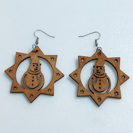 Immagine di Legno Retrò Orecchino Marrone Stella Fantoccio di Neve Filigrana 5cm, 1 Paio