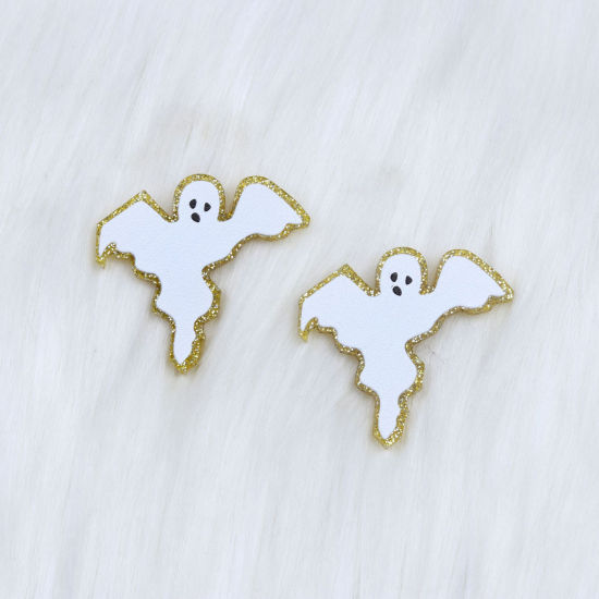 Bild von Acryl Niedlich Ohrring Ohrstecker Weiß & Gold Halloween Elfe Glitzert 3cm, 1 Paar