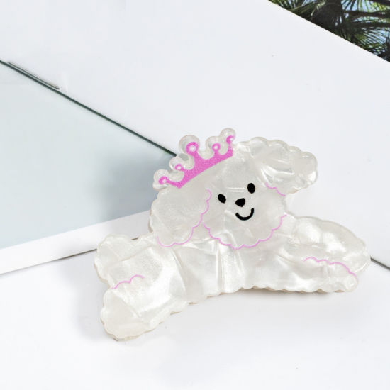 PVC 可愛い かわいい キュート ヘアクロークリップクランプ ピンク 犬 7cmx 4.1cm、 1 個 の画像