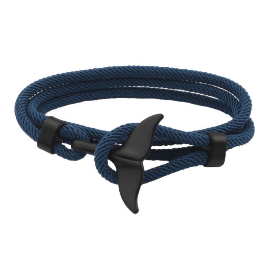 Image de 1 Pièce Bracelets Tressés Style Bohème en Polyester Noir Bleu-Vert Queue de Poisson 63cm Long