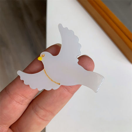 Image de 1 Pièce Pinces à Cheveux Crocodile en Acide Acétique Résine Acétate Acrylique Acetimar Marbre Mignon Blanc Pigeon 5cm x 4.5cm