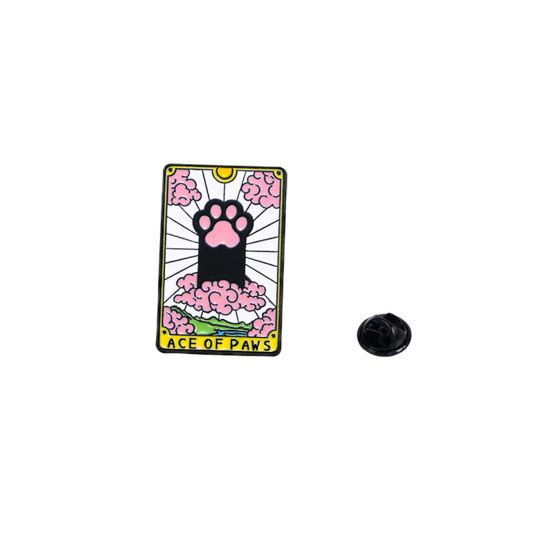 Picture of 1 Piece Tarot Pin Brooches Rectangle Paw Claw Multicolor Enamel 3cm x 1.8cm