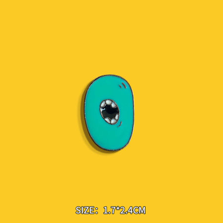 Image de 1 Pièce Broche Epingle Mignon Monsters Dents Message " O " Bleu-Vert Émail 2.4cm x 1.7cm