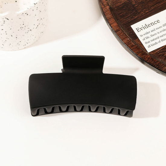 Picture of 1 Piece Resin Elegant Hair Claw Clips Clamps Black Frosted 10.5cm x 5cm