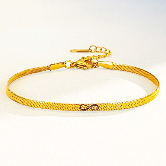 Picture of 1 Piece Stainless Steel Valentine's Day Bracelets Gold Plated Infinity Symbol 23cm(9") long