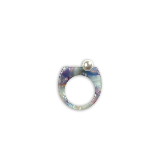 Picture of 1 Piece Acetic Acid Resin Acetate Acrylic Acetimar Marble Y2K Unadjustable Rings Multicolor Imitation Pearl 17mm(US Size 6.5)