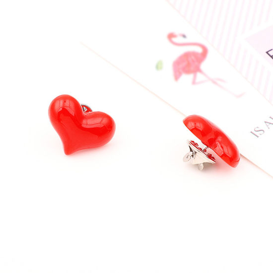 Picture of 1 Piece Resin Cute Pin Brooches Heart Red 2cm x 1.8cm