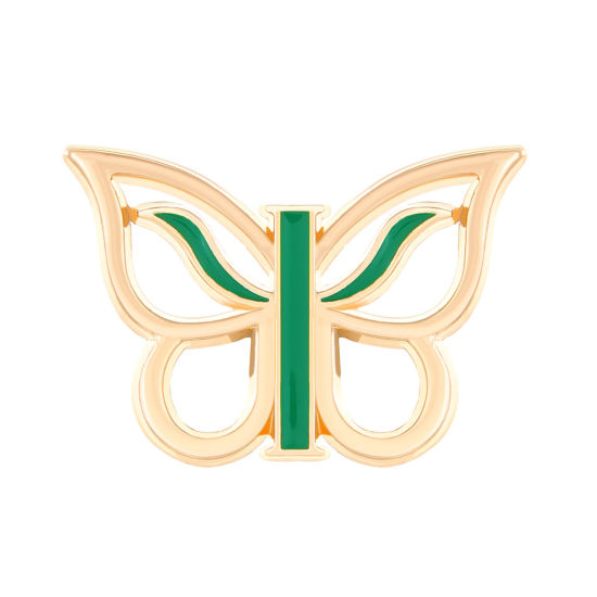 Picture of 1 Piece Cute Pin Brooches Butterfly Animal Gold Plated Enamel 3cm x 3cm