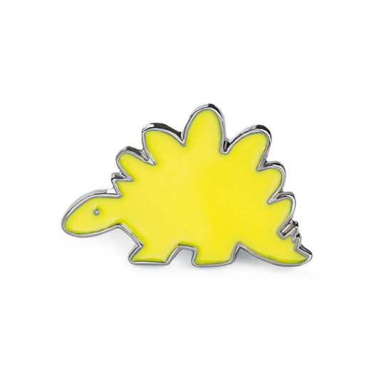 Picture of 1 Piece Cute Pin Brooches Stegosaurus Animal Yellow Enamel 1.5cm