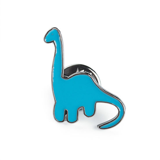 Picture of 1 Piece Cute Pin Brooches Dinosaur Animal Blue Enamel 1.5cm