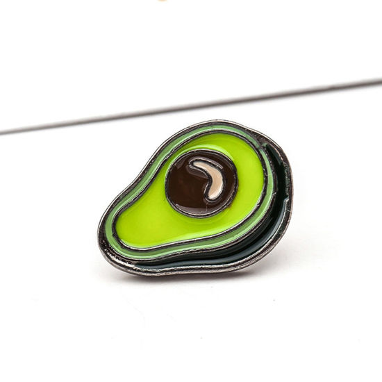 Picture of 1 Piece Cute Pin Brooches Avocado Fruit Green Enamel 1.5cm