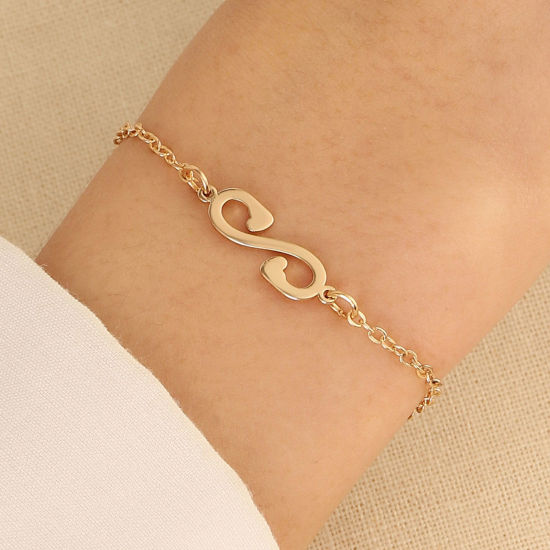 Picture of 1 Piece Copper Ins Style Bracelets Gold Plated S-shape 17cm(6 6/8") long