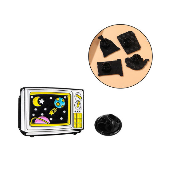 Picture of 1 Piece Galaxy Pin Brooches Television Galaxy Universe Multicolor Enamel 3cm x 2.3cm