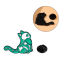 Picture of 1 Piece Cute Pin Brooches Skeleton Skull Cat White & Green Enamel 3cm x 2.5cm