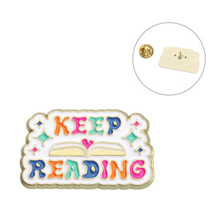 Imagen de 1 Unidad Lindo Pin Broches Libro Estrella Mensaje " keep going " Chapado en Oro Esmalte 3cm x 1.9cm