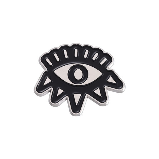 Picture of 1 Piece Punk Pin Brooches Eye Black Enamel 3cm x 2.5cm