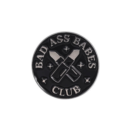 Imagen de 1 Unidad Punk Pin Broches Ronda Lápiz Labial Negro Esmalte 3cm x 3cm
