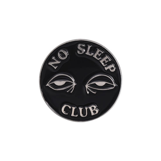 Picture of 1 Piece Punk Pin Brooches Round Eye Black Enamel 3cm x 3cm