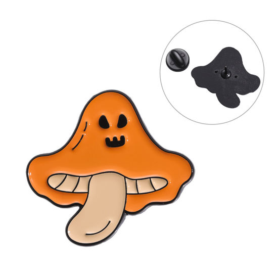 Image de 1 Pièce Broche Epingle Mignon Champignon Fantôme Halloween Émail 3cm x 2.8cm