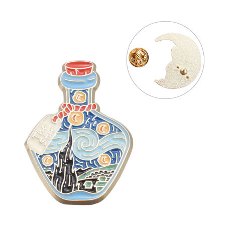 Imagen de 1 Unidad Retro Pin Broches Botella Universo Galaxia KC Dorado Esmalte 3.4cm x 2.1cm