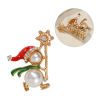 Imagen de 1 Unidad Navidad Pin Broches Copo de nieve Navidad Chapado en Oro Multicolor Imitación de perla 4.5cm x 3.6cm