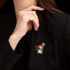Imagen de 1 Unidad Navidad Pin Broches Copo de nieve Navidad Chapado en Oro Multicolor Imitación de perla 4.5cm x 3.6cm