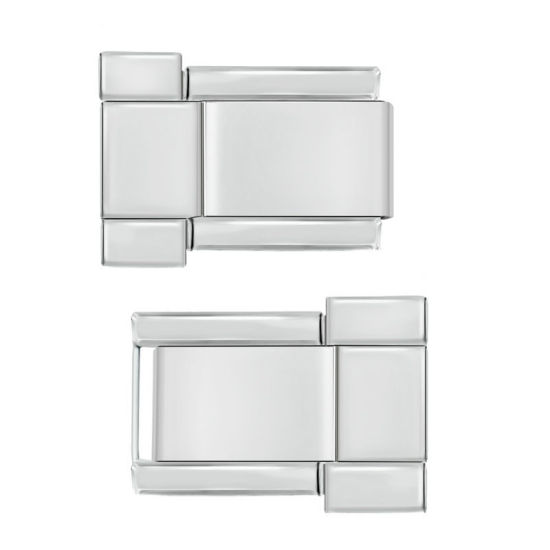 Bild von 1 Set ( 2 Stück/Set) 304 Edelstahl Exquisit Italienische Charm-Armbanduhr-Verbindungszubehör Silberfarbe Rechteck 10mm
