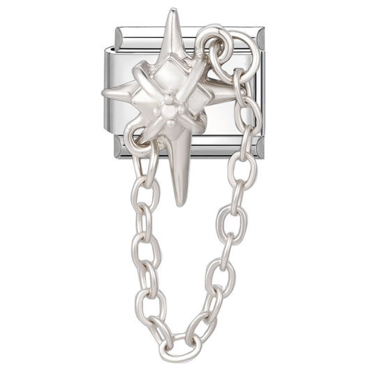Image de 1 Pièce Bracelet à Maillons Breloques Italiens Accessories de Fabrication de Bracelets Bijoux DIY En Gros Exquis en 304 Acier Inoxydable Argent Mat Rectangle Etoile 10mm x 9mm