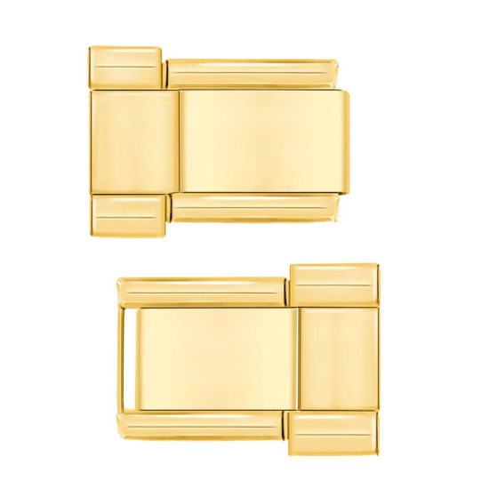 Bild von 1 Set ( 2 Stück/Set) 304 Edelstahl Exquisit Italienische Charm-Armbanduhr-Verbindungszubehör Vergoldet Rechteck 10mm