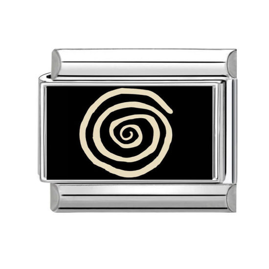 Immagine di 1 Pz 304 Acciaio Inossidabile Squisito Bracciale con Charm Italiano a Maglie, Creazione di Gioielli Fai-da-te Tono Argento Nero Rettangolo Spirale 10mm x 9mm