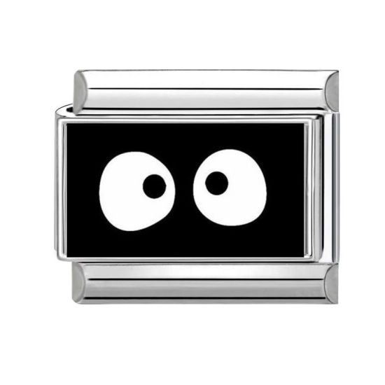 Bild von 1 Stück 304 Edelstahl Exquisit Charm-Armband mit italienischen Gliedern zur Herstellung von DIY-Schmuck Silberfarbe Schwarz Rechteck Auge 10mm x 9mm