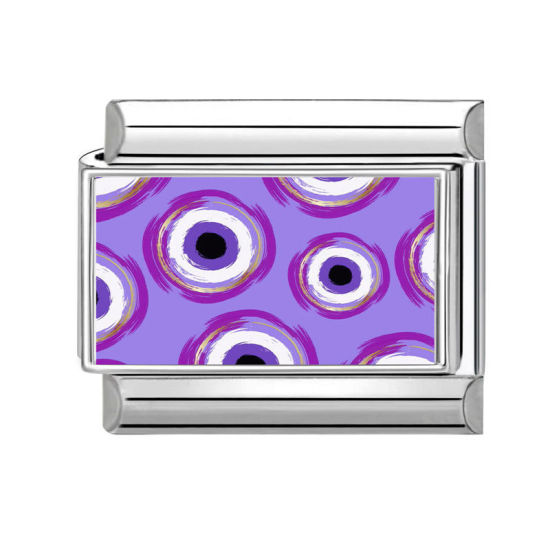Image de 1 Pièce Bracelet à Maillons Breloques Italiens Accessories de Fabrication de Bracelets Bijoux DIY Exquis en 304 Acier Inoxydable Argent Mat Violet Rectangle Yeux 10mm x 9mm