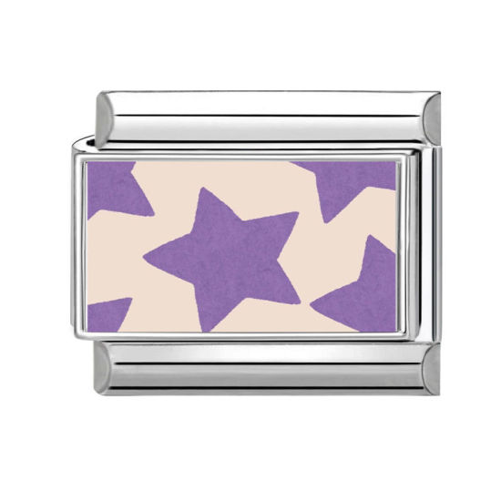 Image de 1 Pièce Bracelet à Maillons Breloques Italiens Accessories de Fabrication de Bracelets Bijoux DIY Exquis en 304 Acier Inoxydable Argent Mat Violet Rectangle Pentacle 10mm x 9mm