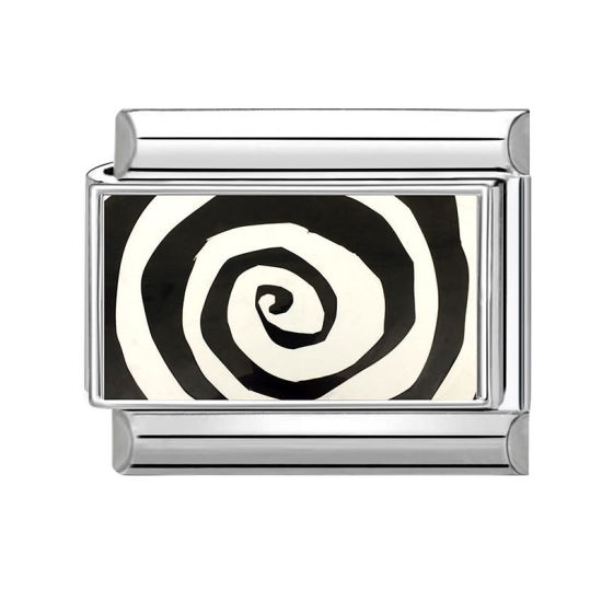 Immagine di 1 Pz 304 Acciaio Inossidabile Squisito Bracciale con Charm Italiano a Maglie, Creazione di Gioielli Fai-da-te Tono Argento Nero Rettangolo Spirale 10mm x 9mm