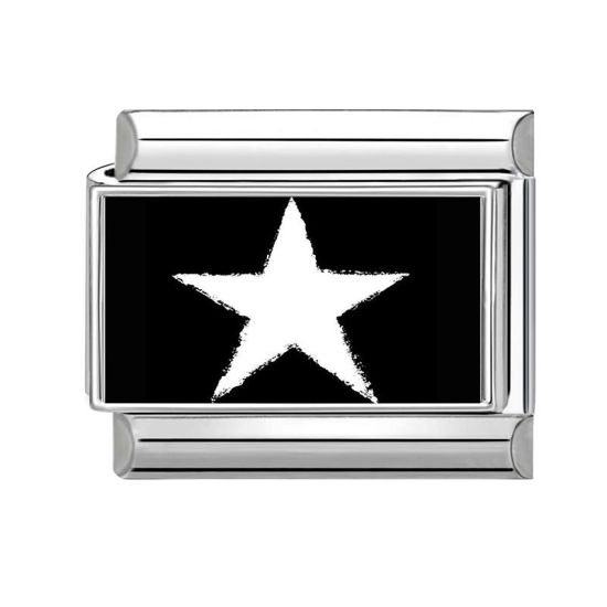 Bild von 1 Stück 304 Edelstahl Exquisit Charm-Armband mit italienischen Gliedern zur Herstellung von DIY-Schmuck Silberfarbe Schwarz Rechteck Pentagramm 10mm x 9mm