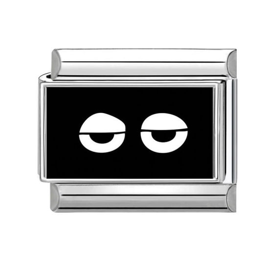 Bild von 1 Stück 304 Edelstahl Exquisit Charm-Armband mit italienischen Gliedern zur Herstellung von DIY-Schmuck Silberfarbe Schwarz Rechteck Auge 10mm x 9mm