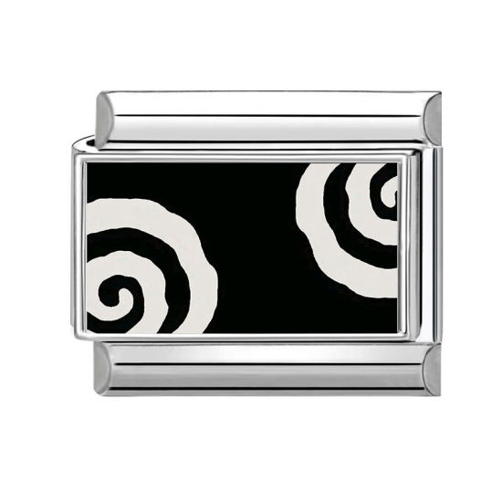 Immagine di 1 Pz 304 Acciaio Inossidabile Squisito Bracciale con Charm Italiano a Maglie, Creazione di Gioielli Fai-da-te Tono Argento Nero Rettangolo Spirale 10mm x 9mm