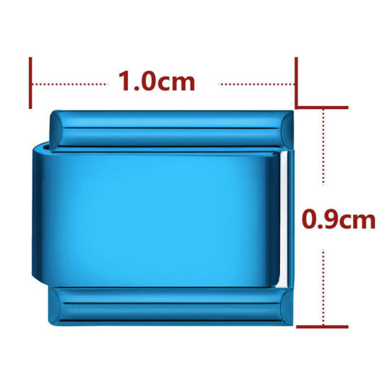 Bild von 1 Stück 304 Edelstahl Charm-Armband mit italienischen Gliedern zur Herstellung von DIY-Schmuck Blau Rechteck 10mm x 9mm