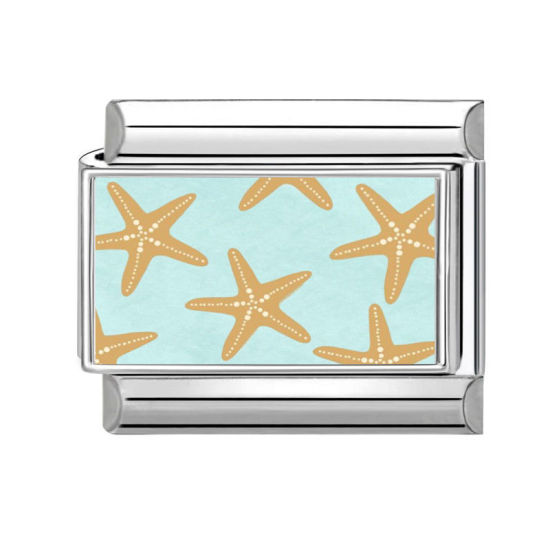 Image de 1 Pièce Bracelet à Maillons Breloques Italiens Accessories de Fabrication de Bracelets Bijoux DIY en 304 Acier Inoxydable Argent Mat Multicolore Rectangle Etoile de Mer 10mm x 9mm