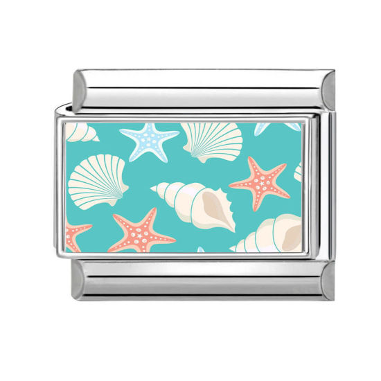 Image de 1 Pièce Bracelet à Maillons Breloques Italiens Accessories de Fabrication de Bracelets Bijoux DIY en 304 Acier Inoxydable Argent Mat Multicolore Rectangle Animal Marin 10mm x 9mm