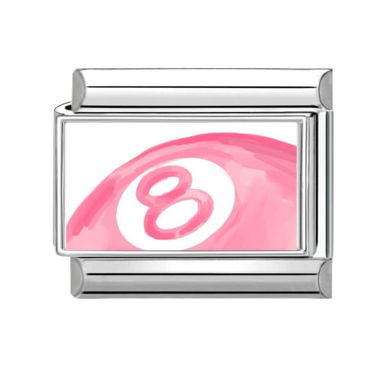 Imagen de 1 Unidad 304 Acero Inoxidable Charm Pulsera de Eslabones Italianos para Hacer Joyas DIY Tono de Plata Rosado Rectángulo Bola de Billar No.8 10mm x 9mm