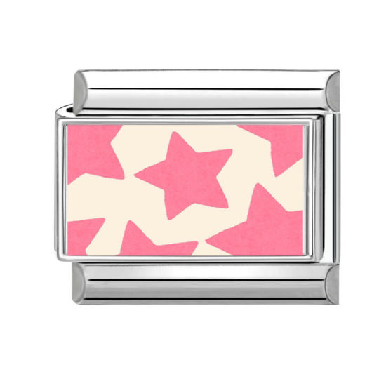 Imagen de 1 Unidad 304 Acero Inoxidable Charm Pulsera de Eslabones Italianos para Hacer Joyas DIY Tono de Plata Rosado Rectángulo Estrellas de cinco puntos 10mm x 9mm