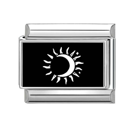 Image de 1 Pièce Bracelet à Maillons Breloques Italiens Accessories de Fabrication de Bracelets Bijoux DIY en 304 Acier Inoxydable Argent Mat Noir & Blanc Rectangle Lune 10mm x 9mm
