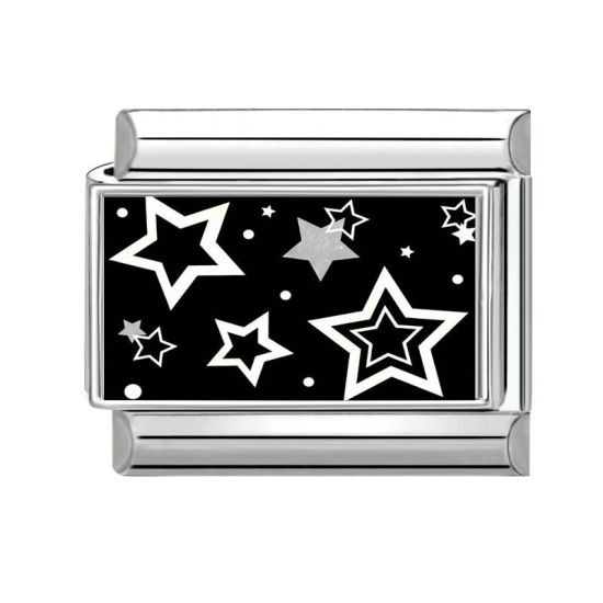 Image de 1 Pièce Bracelet à Maillons Breloques Italiens Accessories de Fabrication de Bracelets Bijoux DIY en 304 Acier Inoxydable Argent Mat Noir & Blanc Rectangle Pentacle 10mm x 9mm