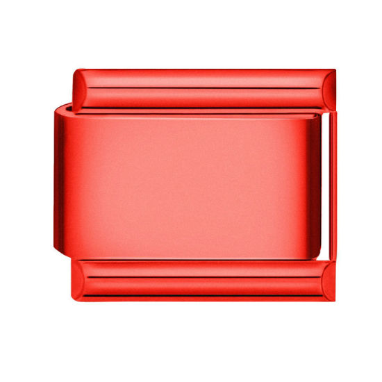 Bild von 1 Stück 304 Edelstahl Charm-Armband mit italienischen Gliedern zur Herstellung von DIY-Schmuck Rot Rechteck 10mm x 9mm